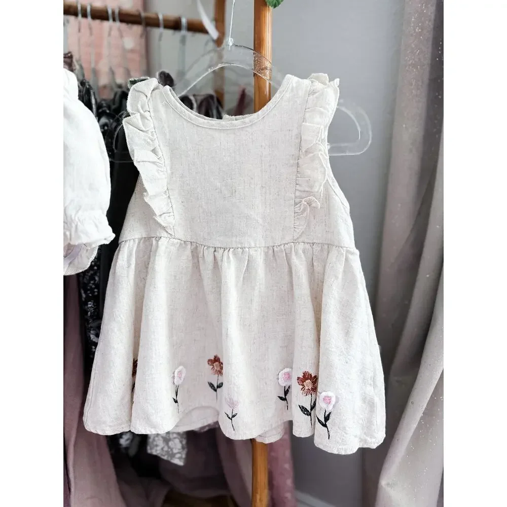 Blooming Little Beauty Gauzy Embroidered Floral Babydoll Top + Bloomers